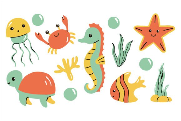 10 Sea Creature Illustrations for Graphics