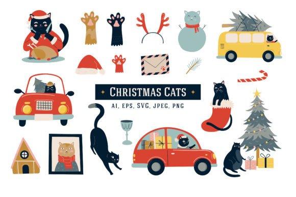 19 Christmas Cats Illustrations Review