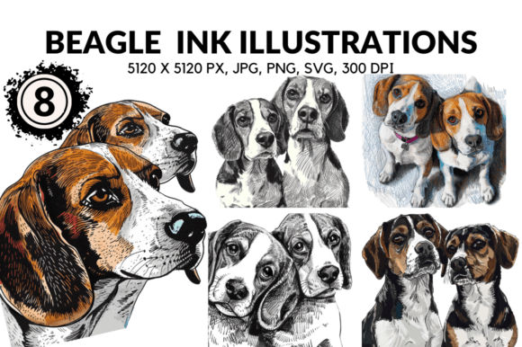 Beagle Cartoon Ink Illustrations Review
