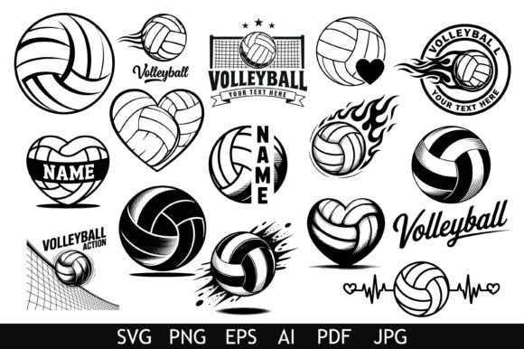 Bold Volleyball Graphic Elements: Graphics & Crafts