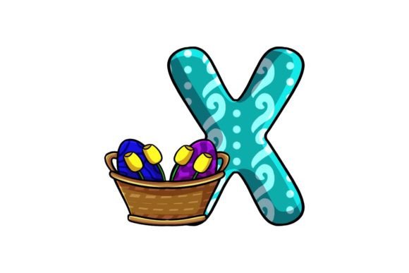 Cute Easter Egg Alphabet X Graphics & Illustrations