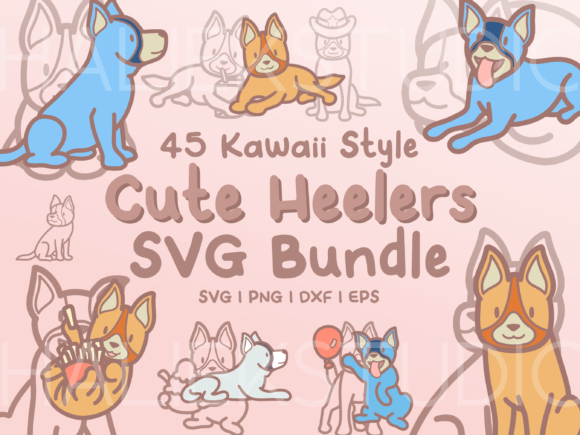 Cute Heelers SVG Illustrations: Graphics & Art