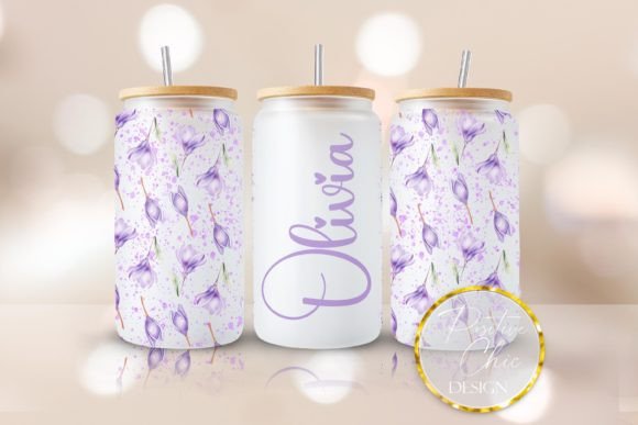 Floral Custom Name Libbey Glass Wrap PNG Review