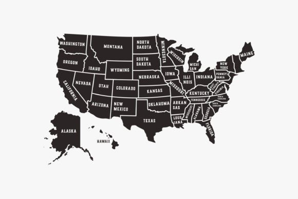 Graphic Vector Map of United States for Graphics and Logos
