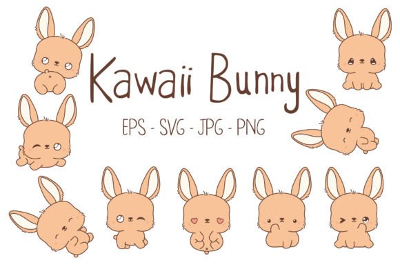 Kawaii Baby Bunny Set: Graphics & Illustrations