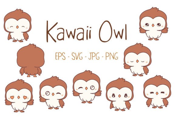 Kawaii Baby Owl Graphics & Illustrations