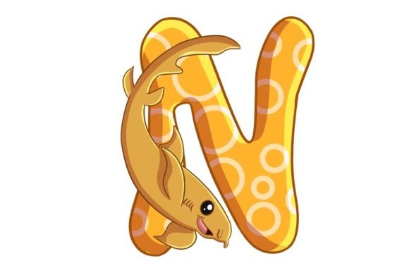 Kids Animals Alphabet N Graphics & Illustrations