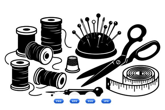 Sewing Tools SVG Illustrations Graphics