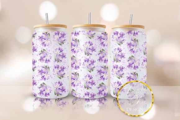 Spring Purple Libbey Glass Can Wrap PNG Graphics