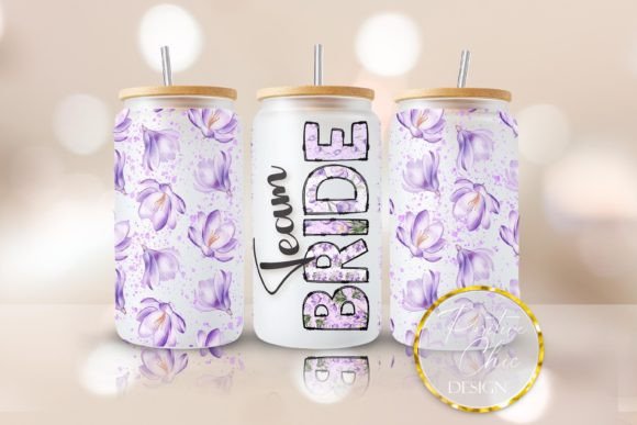 Team Bride Libbey Glass Can Wrap Graphics & Crafts